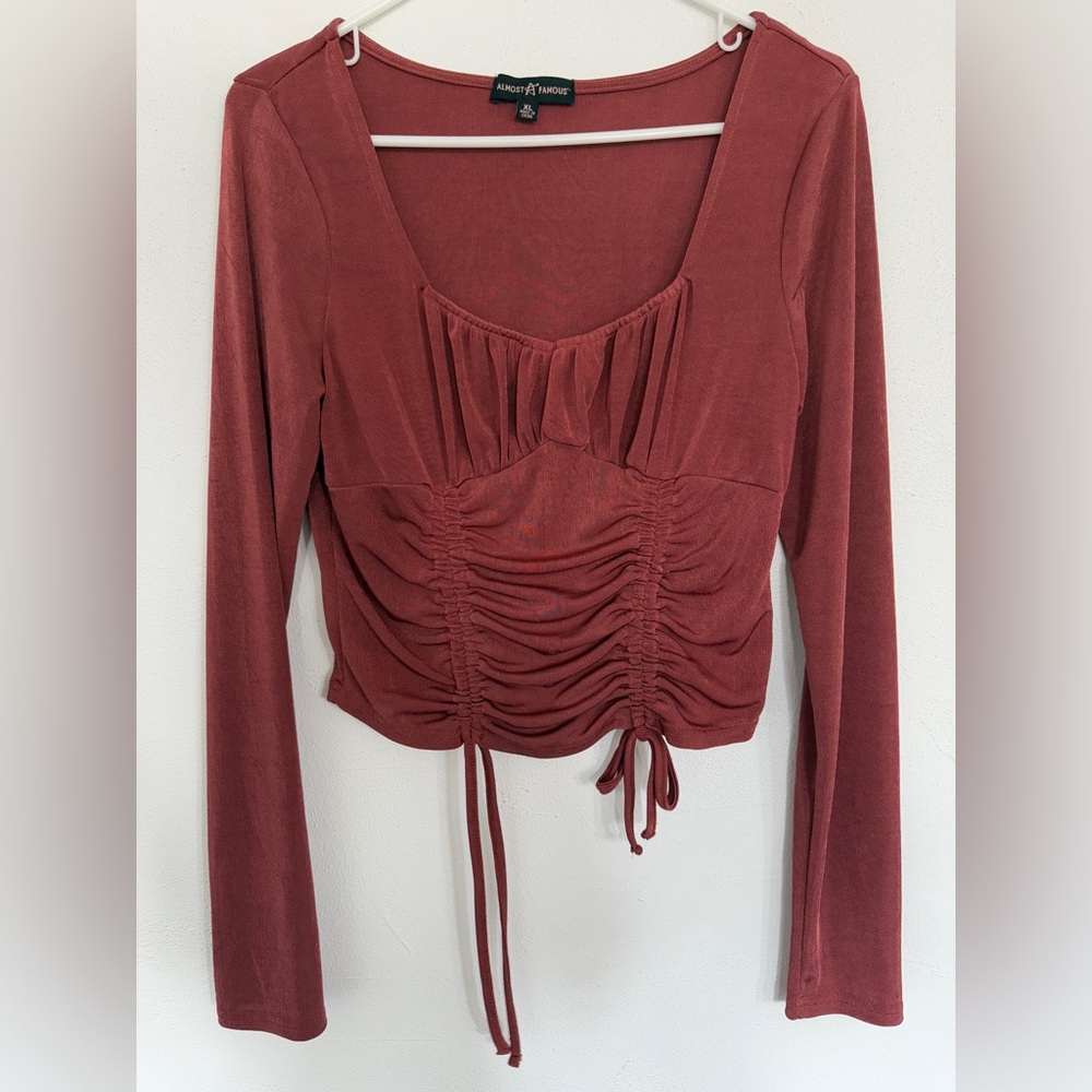 Women's Ruched Rust Top - Picture 2 of 9